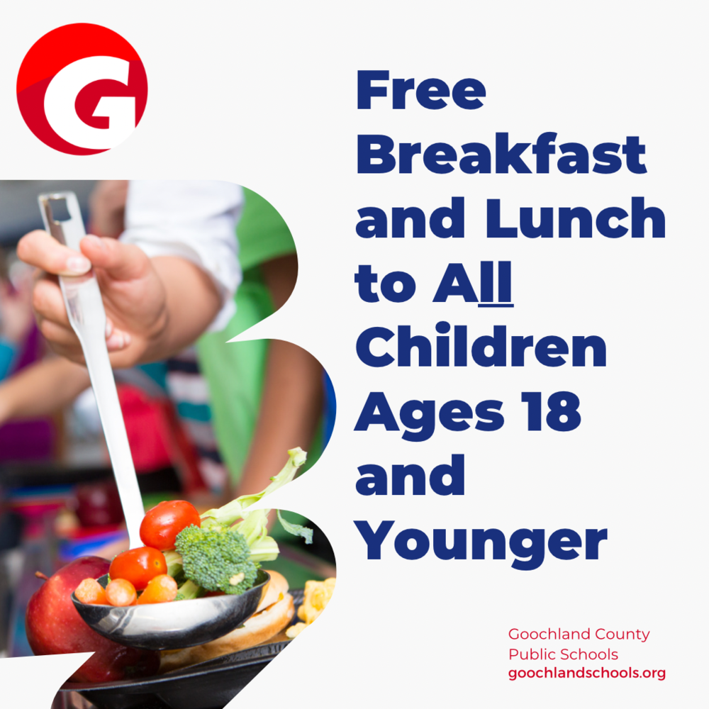 Free breakfast and lunch to all children ages 18 and younger with picture of vegetables being served