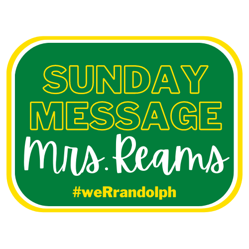 rectangle with that says Sunday message Mrs. Reams