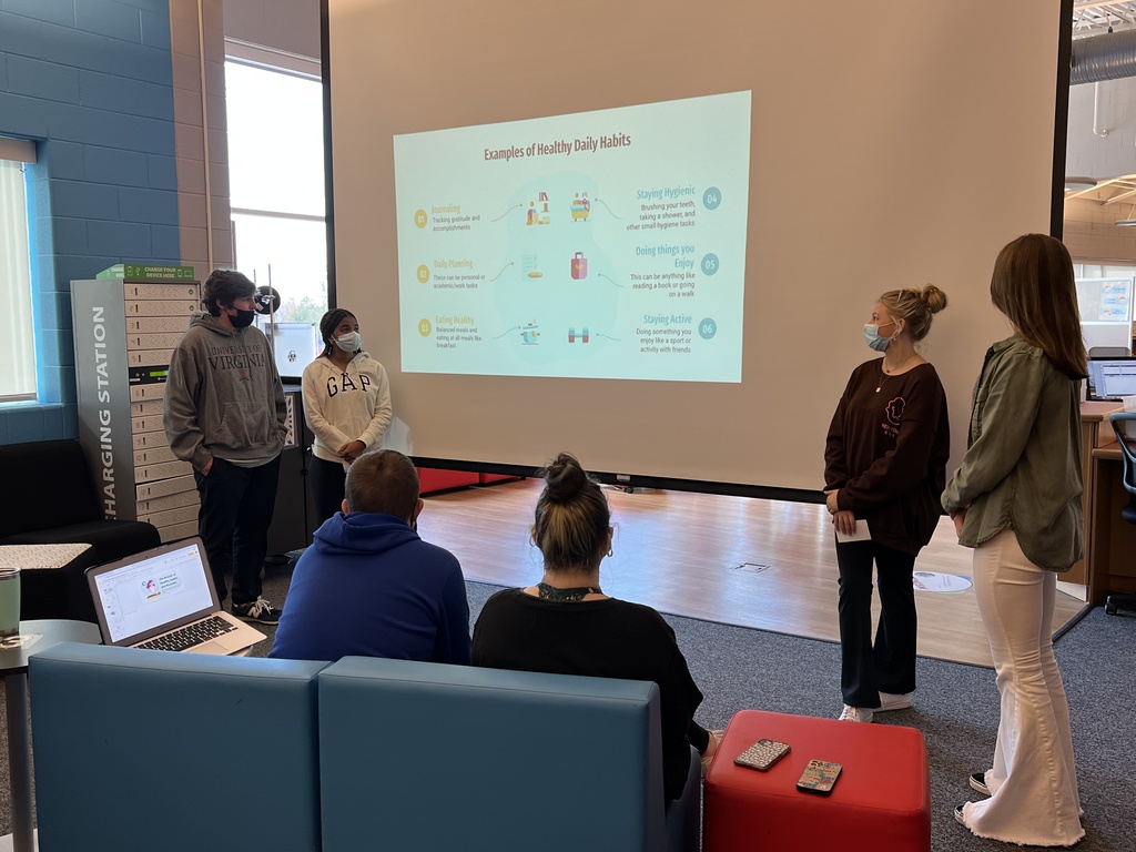 Students presenting in the LC