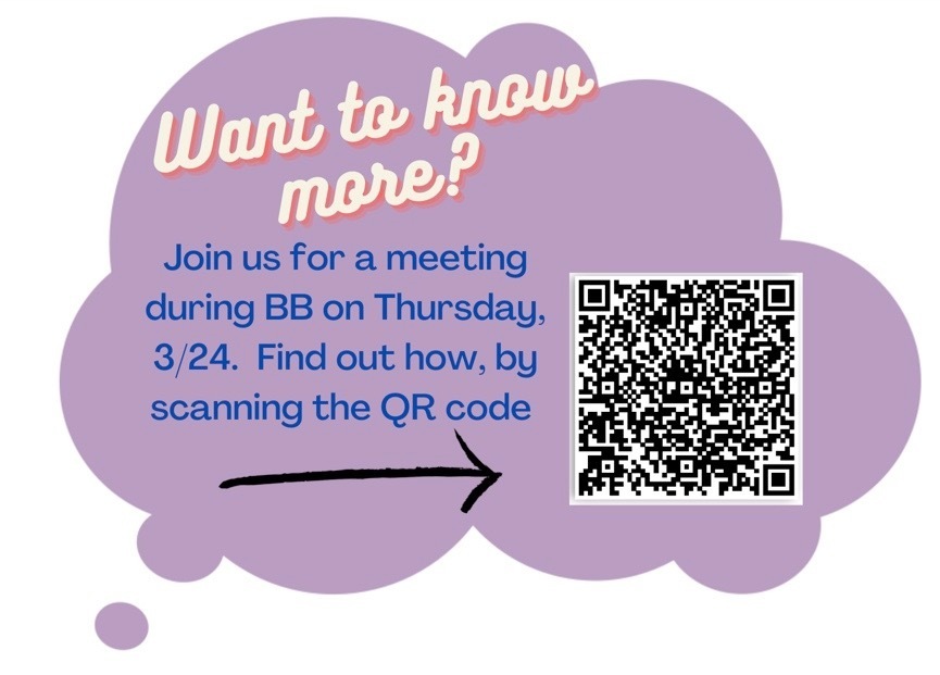 Want to know more? Join us for a meeting during BB on Thursday, 3/24. Find out how by scanning the QR code.