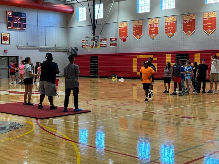 students in gym playing a game